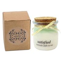 Natural Soy Wax Scented Candle, Pudding Bottle Jar Candle, Relaxing Scent & Long Lasting, Lemon & Basil Fragrance, Green