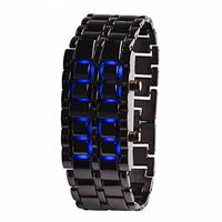 Liroyal Blue Led Digital Lava Iron Style Metal Sports Watch for Boys