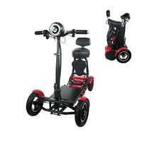 2020 New Foldable Lightweight Li-on Battery Power Mobility Scooters Easy Travel Electric Wheelchair Multi Terrain Scooter for Adults with Child Seat (Red)