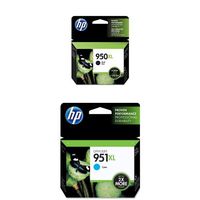 HP 950XL Black High Yield Original Ink Cartridge (CN045AN) and HP 951XL Cyan High Yield Original Ink Cartridge (CN046AN) Bundle
