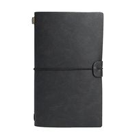 WIN Leather Cover Notebooks, Vintage Refillable Traveler's Notebook Diary Notepad (Black)