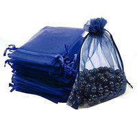 Outdoorfly 100pcs Organza Bag 5x7 Inch Navy Blue Drawstring Pouches Bags Transparent Storage Jewelry Lipstick Bags for Baby Shower Party Wedding Favor Cookies Candy Seashell Bags(Navy Blue 5x7'')