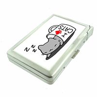 Chibi Cat Love Em1 Hip Silver Cigarette Case With Built In Lighter 4.75" X 2.75" Id Holder Metal Wallet RFID Protection