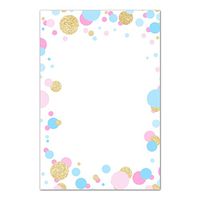 30 Blank Cards Invitations Thank You Cards Confetti Pink Blue Gold + 30 White Envelopes