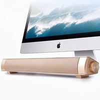 Powerful Portable Soundbar for iMac MacBook PC iPhone Bluetooth 3.0 +EDR, Speakerphone, Powerful 1800mAh Lithium Battery, Super Bass, 3D Stereo Surround Sound 2.0 Channel, Home Cinema System (Gold)