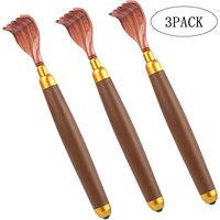 Rirether Back Scratcher - Itch-Relief Tool with Telescoping Metal Tube - Wide Ergonomically Designed Scratching Claw, Non-Slip Grip, Rolling Bead Massager, Compact and Portable, 3 Pack (Brown)