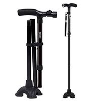 Walking Cane, Self Standing Folding Walking Cane Lightweight Walking Stick with LED Light and Cushion Handle Adjustable Folding Cane for Men and Women