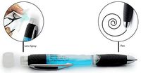 Glasses Cleaning Spray Pen with Pocket Clip - 4ml Eyewear and Camera Lens Solution - Doubles as Writing Pen - Blue - 3 Pack - by OptiPlix