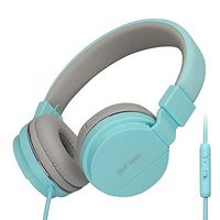 TENLUBEN Gorsun Stereo Lightweight Foldable Corded Headphones Adjustable Headband Headsets with Mic 3.5mm Volume Control for Cellphones Smartphones Laptop PC Mp3/4 Earphones (Green Gary)