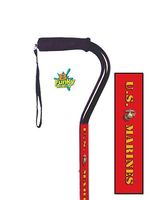Walking Cane Offset Foam Handle Aluminum Adjustable US Marines Red Military Veteran Men or Women