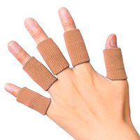 JBM Adult Finger Brace Splint Sleeve Thumb Support Protector Soft Comfortable Cushion Pressure Safe Elastic Breathable for Basketball Volleyball Baseball Badminton Tennis Boating Gym (Brown)