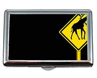 Cigarette Case Box,Sign Giraffe Black Stainless Steel Card Holder