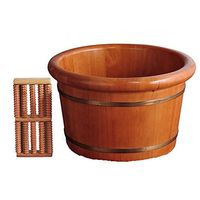 Solid Wood Foot Tub Household With Insulated Lid Foot Bath Large Capacity Footbath With Massage Roller 41x26cm (Color : Without cover)