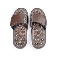 Romonacr Jade Point Massage Slippers Foot Massager Shoes Shiatsu Relax Sandals (Men6.5-7/women 7-8.5/38-40) (Brown, M)