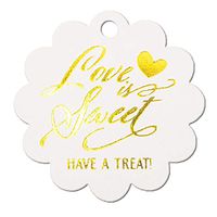 Summer-Ray 50pcs Gold Foil Hot Stamping Pure White Scallop Love is Sweet Have a Treat Wedding Favor Gift Tags
