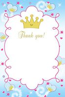 30 Gold Princess Birthday Party Baby Girl Shower Blank Thank You Cards Blue Hot Pink Star Glitter Design + 30 White Envelopes
