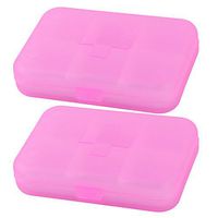uxcell® Plastic Travel 6 Compartments Capsule Pills Portable Storage Box Case 2pcs Pink