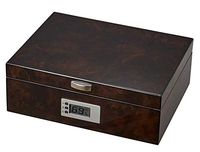 Visol Ridge Dark Burl Varnished Cigar Humidor with Free Laser Engraved Metal Plate (Circle Monogram)