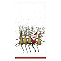 Caspari Santa's Kickettes Paper Guest Towel Napkins in White, Two Packs of 15