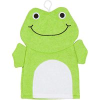 Terry Cloth Bath Puppet / Wash Cloth / Bathmitt / Bath Mitt / Green (Frog)