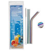 4PCS Textured Pattern Reusable Metal Straws,8.5" Stainless Steel Straws -Cleaning Brush for 20/30 Oz for Yeti Tumblers (Silver: 2 Straight + 2 Bent + 1 Brush)
