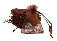 TheDisplayGuys 100-Pack 2x3 Brown Sheer Organza Gift Bags with Drawstring, Jewelry Candy Treat Wedding Party Favors Mesh Pouch