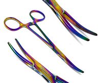 Multi Rainbow Color Stainless Steel Kelly Forceps, 5.5" Curved Premium Grade
