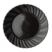 BalsaCircle 48 pcs 7.5-Inch Black Plastic Round Plates - Disposable Wedding Party Catering Tableware