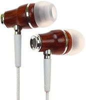 Symphonized NRG Premium Genuine Wood in-Ear Noise-isolating Earbuds Headphones, Earphones with Microphone and Nylon Cable (White)