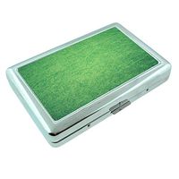 Green Abstract Em2 Hip Silver Cigarette Case Id Holder Metal Wallet 4" X 2.75" RFID Protection