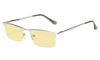 Eyekepper Blue Light Blocking Reading Glasses Half-Rim Computer Readers Eyeglasses-Yellow Tinted Lens Reading Glasses (Silver, 1.75)