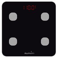 AcuHealth Body Fat Scale and Fitness Analyzer - Your Personal Health Monitor with Bluetooth Connectivity with iOS & Android Smartphone and Tablet Devices Analyzes 10 Heath Parameters (Black)