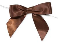 6ct. Pre-Tied Choc Brown 3" Satin Gift Bows Wire Ties Ready-to-Use 7/8" Ribbon nfLG -1383