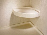 Swan CS01616.128 Solid Surface Corner Shower Seat, 16.3125-in L X 16.3125-in H X 4-in H, Golden Steppe