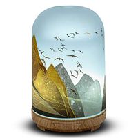 Aromatherapy Essential Oil Diffuser 120ml Cool Mist Glass Diffuser Ultrasonic Silent Humidifier With 7 Color LED Lights, Intermittent Spray Function, Adjustable Spray Quantity for Home,Office,SPA.