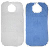 Pack of 3 Terry Adult Bib with Velcro Closure - 3 Colors to Choose from ((2) Blue (1) White)