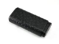 Skyway Ostrich Leather Cigar Case Holder with Cedar Lining - Black