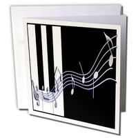 3dRose Silver Music Notes on Piano Keys - Greeting Cards, 6 x 6 inches, set of 12 (gc_18762_2)