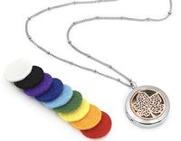 Leaf of Serenity Essential Oil Diffuser Necklace - Aromatherapy Jewelry - Hypoallergenic 316L Surgical Grade Stainless Steel, 20.8" Chain + 9 Washable Insert Pads (Rose Gold and Silver)
