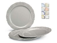 " OCCASIONS" 40 Plates Pack, Vintage Party, Disposable Wedding Party Plastic Plates (10.25'' Dinner Plate, Portofino in Gray)