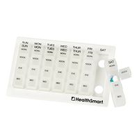 HealthSmart Weekly 7-Day Pill Organizer Medication Planner, 28 1.5 x 1.5 Inch Containers, Clear