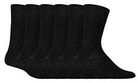 IOMI - 6 Pack Mens Thin Non Binding Extra Wide Loose Top Cotton Diabetic Socks (7-12 US, Black)