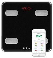 Bluetooth Smart Body Fat Scale- Fit2Live Digital Bathroom Weight Scale, Body Composition Analyzer, USB Rechargeable, with iOS and Android App for Body Weight, Fat, Water, BMI, BMR, Muscle Mass (Black)