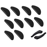 5 Pairs Black Silicone Eyeglasses Nose Pads - D Shape 1 mm Thin Sunglasses Nose Pads with 1 Pair Eyeglass Ear Hook