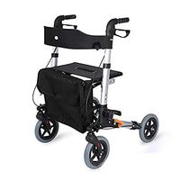 Walker Height Adjustable Aluminum Lightweight Folding Walker Drives 4 Wheels with Backrest Seat and Carrying Case