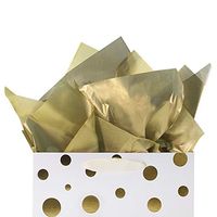 UNIQOOO 60 Sheets Metallic Gold Foil Gift Tissue Paper Bulk, Recyclable Durable, For Gift Bags Gift Wrapping Crafts, Wedding Birthday Party Favor Decor, Fringes,Shredded Fill,Piñata,Confetti,20X26Inch