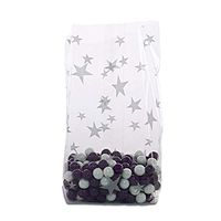100ct Small Silver Celestial Stars 7x2x3" Cello Cellophane Party Treat Food Snack Bags