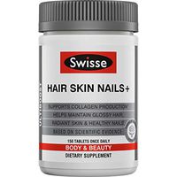 Swisse Ultiboost Hair Skin Nails Supplement | Premium Beauty Formula, Supports Collagen Production | Rich in Vitamin C & Silica, Plus Biotin | 150 Tablets