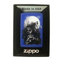 Zippo Custom Lighter - Royal Blue Matte Call of The Wild Wolf Lion Tiger Deer Moon