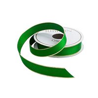 Caspari Narrow Green & Gold Edge Satin Ribbon - 24 Foot Spool